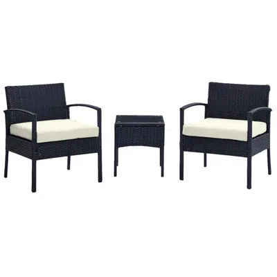 Manhattan Comfort Noli Patio 2-person Seating Group With End Table With Cream Cushions