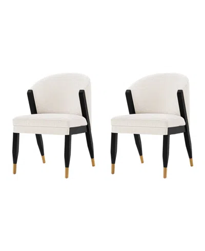 Manhattan Comfort Ola 2-piece Boucle Upholstered Dining Chair Set In Cream