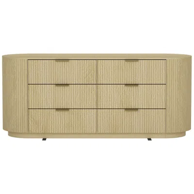 Manhattan Comfort Olivia Modern 71.3 Double Dresser With 6 Drawers In Natural Oak And Gold In Neutral