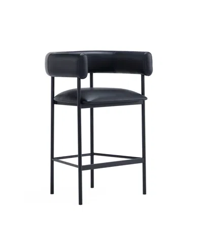 Manhattan Comfort Onda 35.8" Faux Leather Upholstered Counter Stool In Black