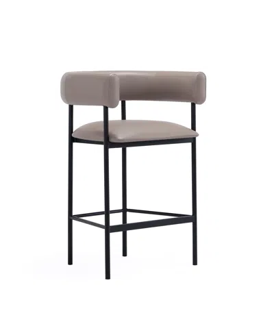 Manhattan Comfort Onda 35.8" Faux Leather Upholstered Counter Stool In Brown