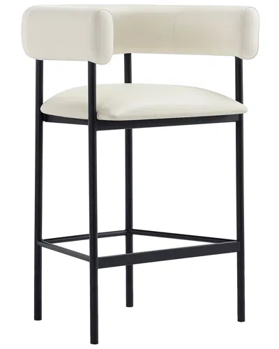 Manhattan Comfort Onda Metal Vegan Leather Counter Stool In Black
