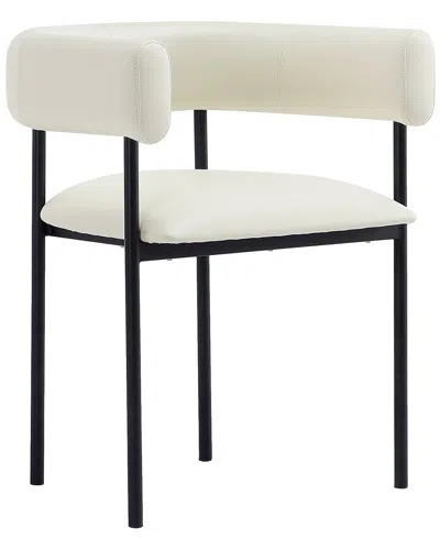 Manhattan Comfort Onda Metal Vegan Leather Dining Chair In White