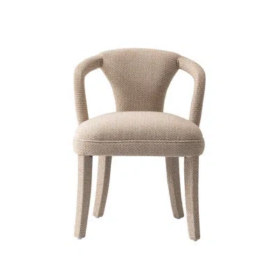 Manhattan Comfort Palmer Mid-century Modern Tweed Upholstered Birch Wood Dining Armchair In Brown