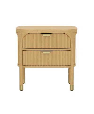 Manhattan Comfort Park 24" Rubberwood 2-drawer Nightstand In Brown