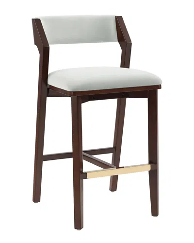 Manhattan Comfort Patricia Velvet Barstool With Beech Wood Legs In Brown