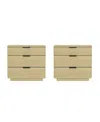 Manhattan Comfort Set Of 2 Payton Modern Nightstands With 6 Drawers In Neutral
