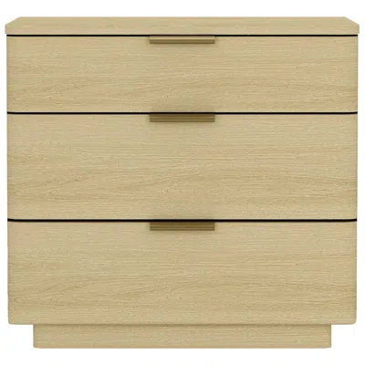 Manhattan Comfort Payton Modern Nightstand With 3 Drawers In Natural Oak And Gold