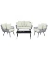 Manhattan Comfort Portofino Patio 4-person Conversation Set With Coffee Table In Grey