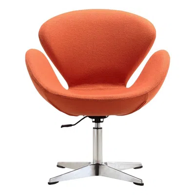 Manhattan Comfort Raspberry Adjustable Swivel Chair In Orange And Polished Chrome