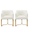Manhattan Comfort Edra 2-piece Leatherette Upholstered Dining Armchair Set In Cream