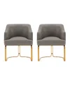 Manhattan Comfort Edra 2-piece Leatherette Upholstered Dining Armchair Set In Taupe
