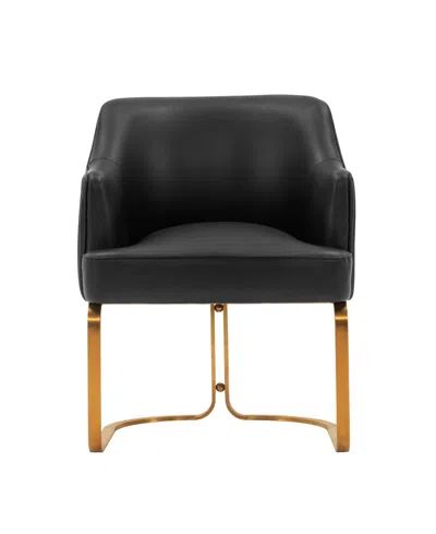 Manhattan Comfort Raya 25.20" Wide Leatherette Upholstered Dining Armchair In Black