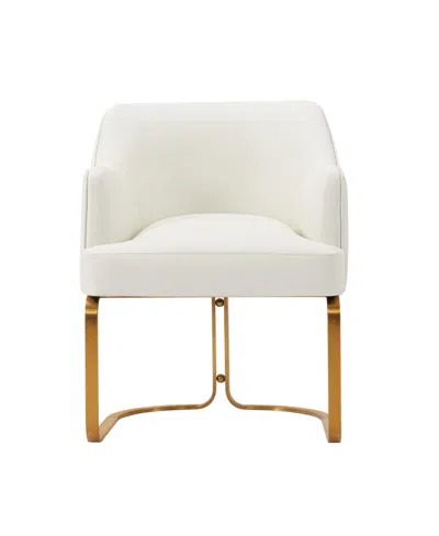 Manhattan Comfort Raya 25.20" Wide Leatherette Upholstered Dining Armchair In Cream
