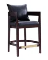 Manhattan Comfort Ritz Counter Stool In Black And Dark Walnut