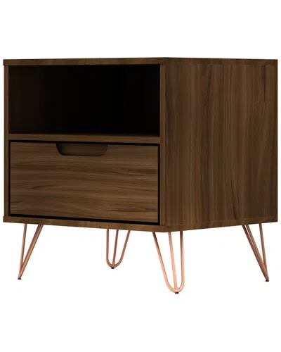 Manhattan Comfort Rockefeller 1.0 Nightstand In Brown