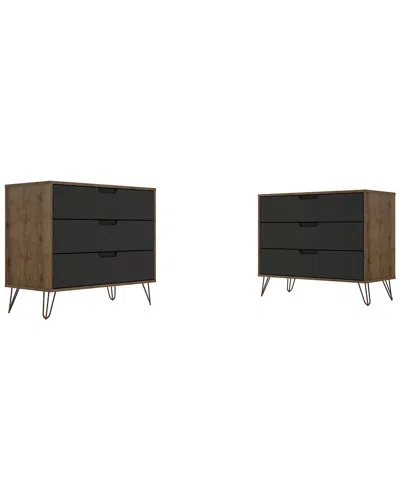 Manhattan Comfort Rockefeller Dresser - Set Of 2 In Natural