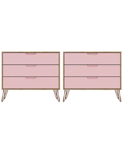 Manhattan Comfort Rockefeller Dresser Set Of 2 In Natural