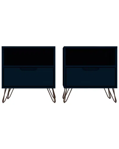 Manhattan Comfort Rockefeller Nightstand 2.0 Set Of 2 In Brown