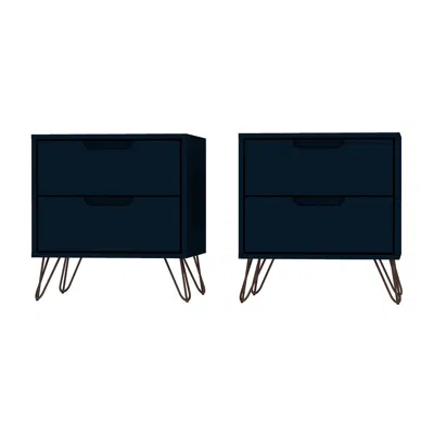 Manhattan Comfort Rockefeller Nightstand 2.0 Set Of 2 In Blue