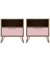 Manhattan Comfort Rockefeller Nightstand 2.0 Set Of 2 In Natural