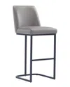 Manhattan Comfort Serena Modern Leatherette Upholstered Barstool In Grey