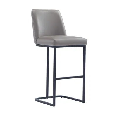 Manhattan Comfort Serena Modern Leatherette Upholstered Barstool In Grey In Gray