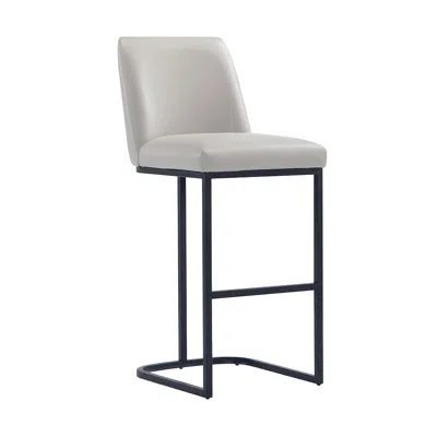 Manhattan Comfort Serena Modern Leatherette Upholstered Barstool In Light Grey In Gray