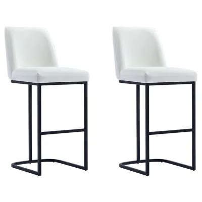 Manhattan Comfort Serena Modern Leatherette Upholstered Barstool In White - Set Of 2