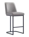 Manhattan Comfort Serena Modern Leatherette Upholstered Counter Stool In Grey