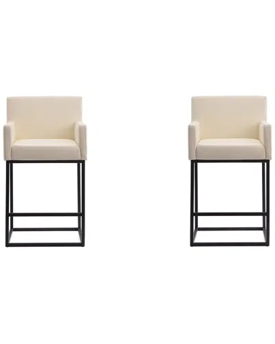 Manhattan Comfort Set Of 2 Ambassador Counter Stools In Neutral