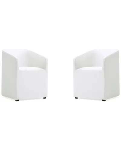 Manhattan Comfort Anna Round Faux Leather Dining Chair In Cream - Se