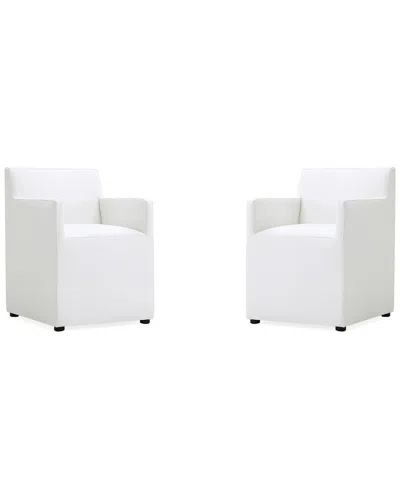 Manhattan Comfort Set Of 2 Anna Square Dining Armchairs In White