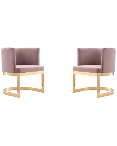 Manhattan Comfort Set Of 2 Aura Dining Chairs In Pink