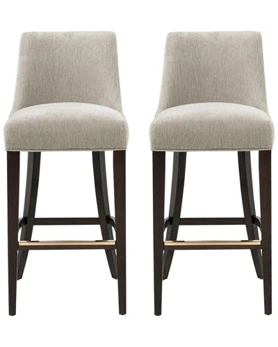 MANHATTAN COMFORT MANHATTAN COMFORT SET OF 2 BEEVER CHENILLE BARSTOOLS WITH RUBBERWOOD LEGS