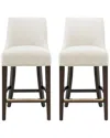 Manhattan Comfort Set Of 2 Beever Chenille Barstools With Rubberwood Legs