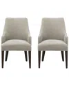 Manhattan Comfort Set Of 2 Beever Chenille Dining Armchairs With Rubberwood  Legs In Gray