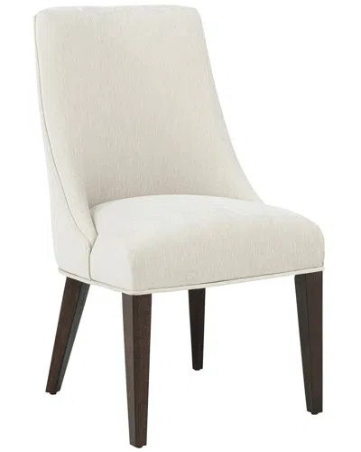 Manhattan Comfort Set Of 2 Beever Chenille Dining Chairs With Rubberwood Legs In White