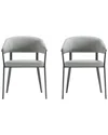 Manhattan Comfort Set Of 2 Belle Textured Leatherette Dining Chairs With Metal  Legs In Gray