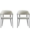 Manhattan Comfort Set Of 2 Belle Textured Leatherette Dining Chairs With Metal  Legs In Neutral