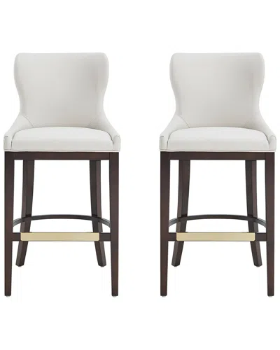 Manhattan Comfort Set Of 2 Blair Leatherette Barstools With Beech Wood Legs