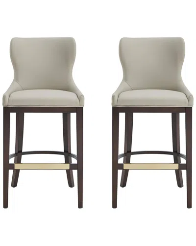 Manhattan Comfort Set Of 2 Blair Leatherette Barstools With Beech Wood Legs