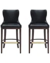 Manhattan Comfort Set Of 2 Blair Leatherette Barstools With Beech Wood Legs