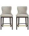 Manhattan Comfort Set Of 2 Blair Leatherette Counter Stools With Beech Wood  Legs