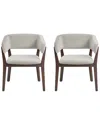 Manhattan Comfort Set Of 2 Blake Dining Armchairs With Beech Wood Legs In Brown