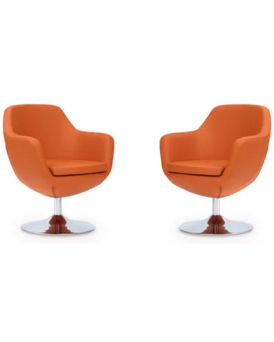 Manhattan Comfort Set Of 2 Caisson Swivel Accent Chairs