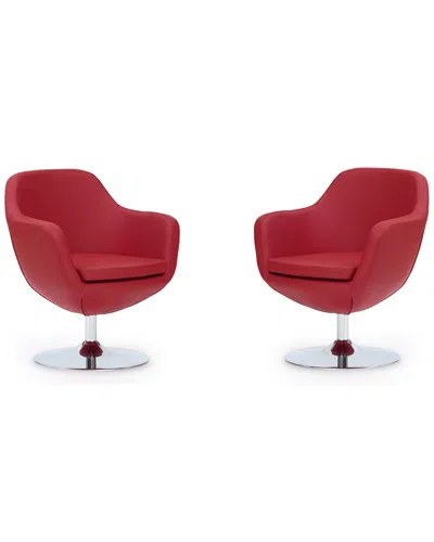 Manhattan Comfort Set Of 2 Caisson Swivel Accent Chairs
