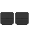 Manhattan Comfort Set Of 2 Chrystie Contemporary Modern Nightstands (2-drawer) In Black