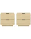 Manhattan Comfort Set Of 2 Chrystie Contemporary Modern Nightstands (2-drawer) In Brown
