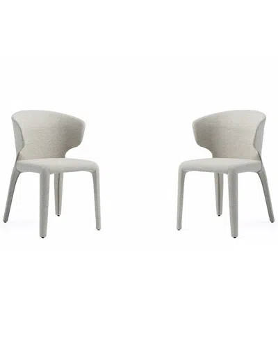 Manhattan Comfort Set Of 2 Conrad Woven Tweed Dining Chairs In Gray